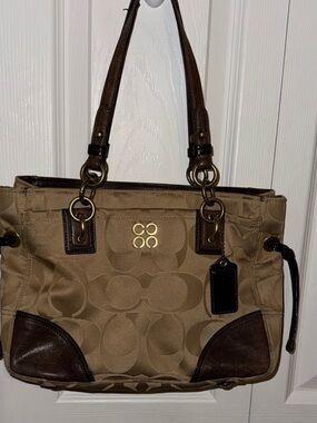 Coach Tan and Brown Shoulder Bag
